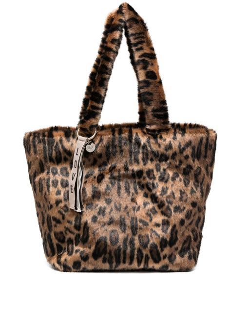 Red V Leopard Print Faux Fur Tote Bag Farfetch