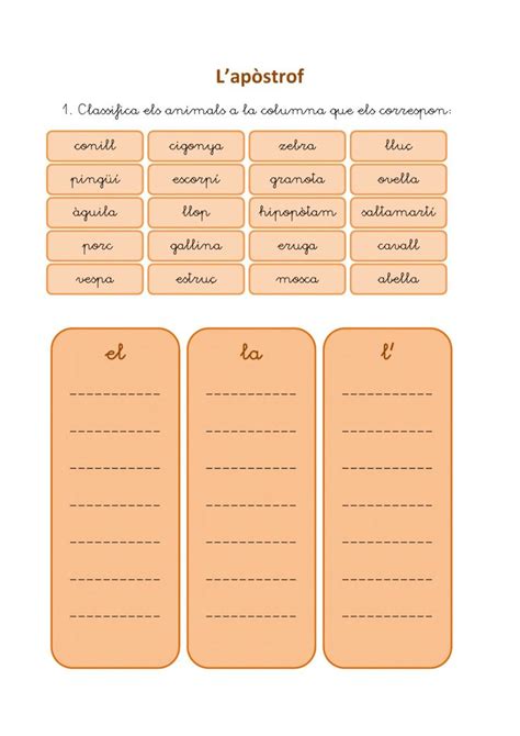 L Ap Strof Activity For Segon De Prim Ria Activities Worksheets