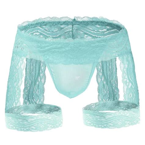 HOMMES SEXY Sissy Dentelle G String Bikini Gay Maille Culotte Sous Jarretière EUR 10 84