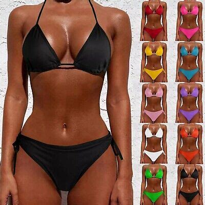 Womens Push Up Bikini Bra Strappy Set Bathing Suit Swimsuit Swimwear Beachwear EBay