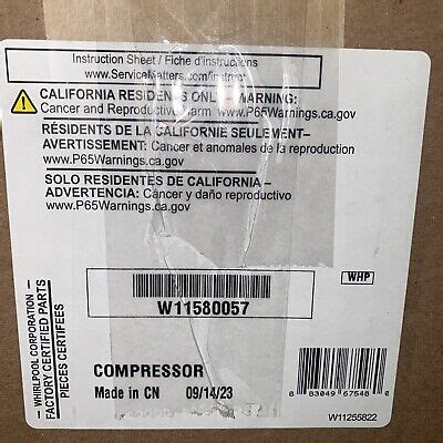 Factory New Oem Whirlpool Refrigerator Compressor Kit W Ebay