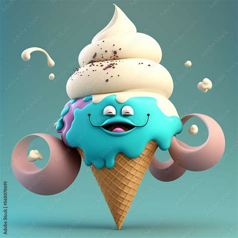 Cartoon Ice Cream character Stock Illustration | Adobe Stock