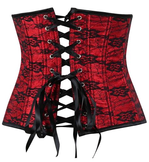 Hot Sale Sexy Red Lace Coverlay Lace Up Underbust Corset N9634