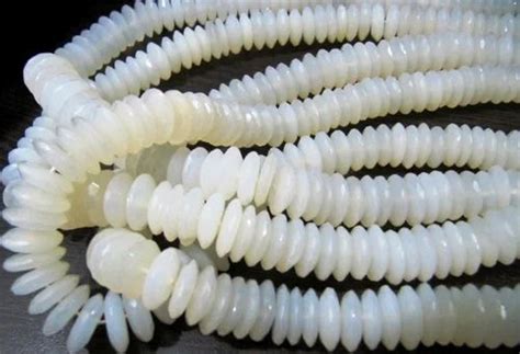 Gemstone Plain AAA Quality Natural White Chalcedony German Cut Bead