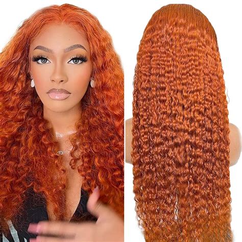 Amazon 4x4 Ginger Orange Lace Closure Wigs Human Hair Brazilian