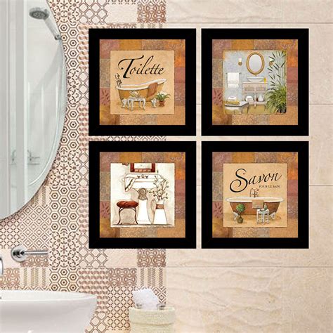 Kit 4 Quadros Decorativos Composê Banheiro Toilette Quero Mais