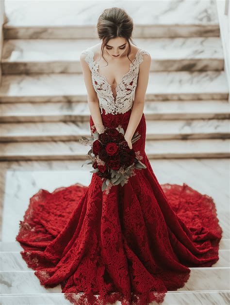 Beautiful Red Wedding Dresses & Gowns with Stunning Necklines | Fashion