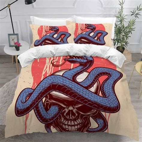 Housse De Couette 140X200 Enfant Crâne De Serpent Parure De Lit 1