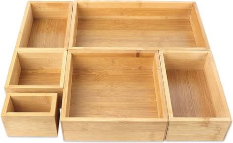 6 Delige Set Opbergdozen Van Bamboe 5 Maten Opbergbox Organizer Set