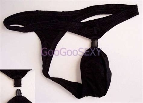 M303 HOT SEXY MEN SWIM THONG POUCH CLIP EASY TAKEOFF Black