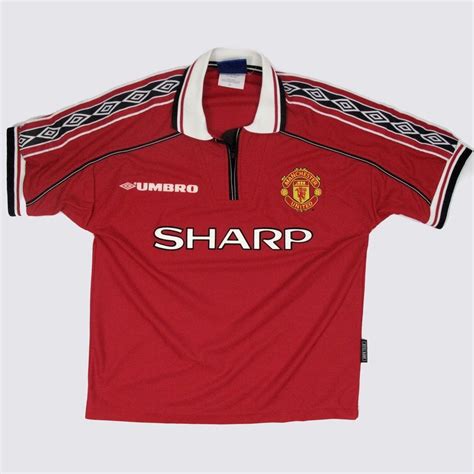 Manchester United Umbro Football Soccer Zip Polo Vapa Jersey Sharp 98