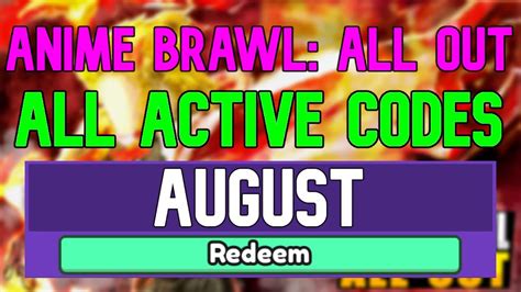 All New August Codes For Anime Brawl All Out Roblox Working