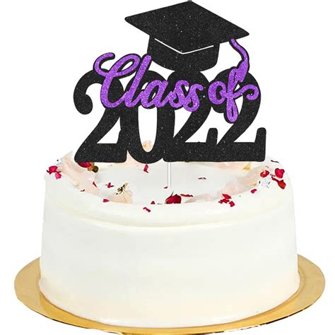 Buy Glitter Purple Class Of 2022 Cake Topper Graduation Party Decoration 2022 Happy