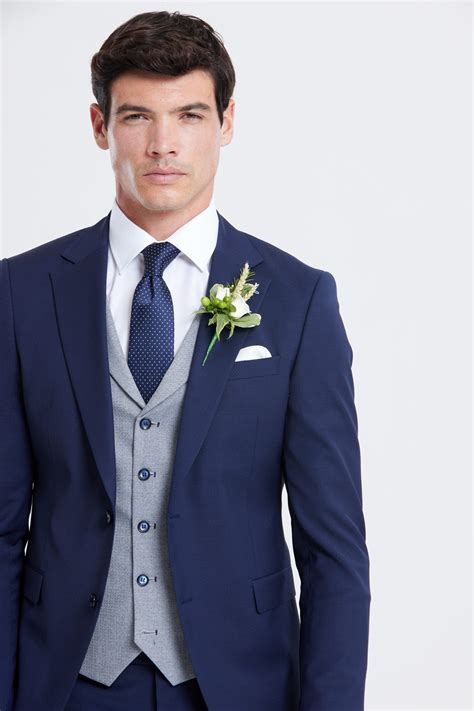 James Navy 3 Piece Wedding Suit Grey Waistcoat Tom Murphys Formal