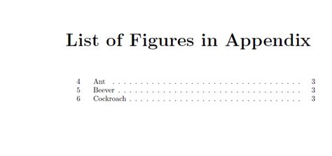 Table Of Contents How To Have Separate List Of Appendix Figures