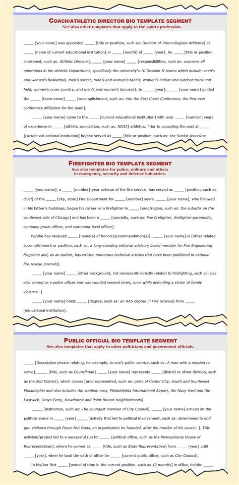 Bio Templates for Writing Your Biography