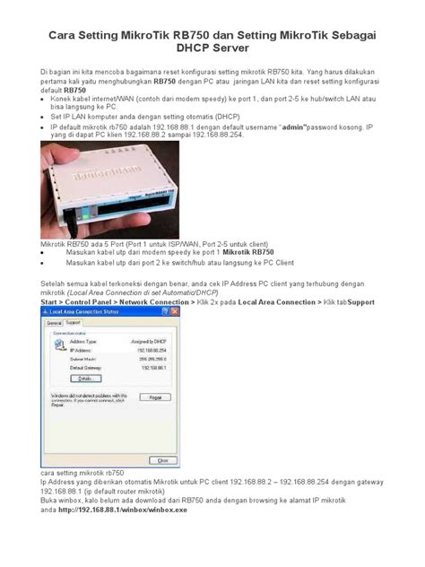 Cara Setting Mikrotik Rb750 Dan Setting Mikrotik Sebagai Dhcp Server Pdf