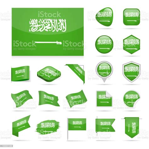 Saudi Arabia Flag Icon Glossy Vector Set Stock Illustration Download