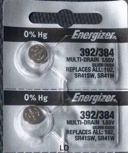 392 ENERGIZER SR41W SR41 V392 D392 (2 piece) Watch Battery Free ...