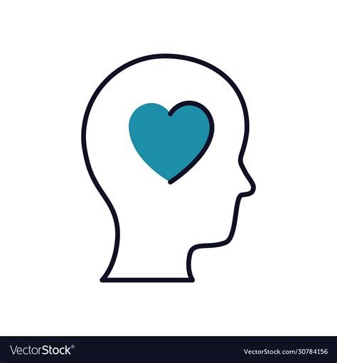 Mental Health Concept Heart Inside Human Head Vector Image