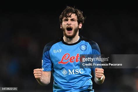 Khvicha Kvaratskhelia of SSC Napoli celebrates after scoring the ...