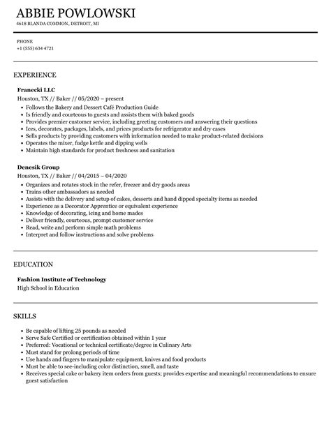 Cake Decorator Resume Sample Shelly Lighting