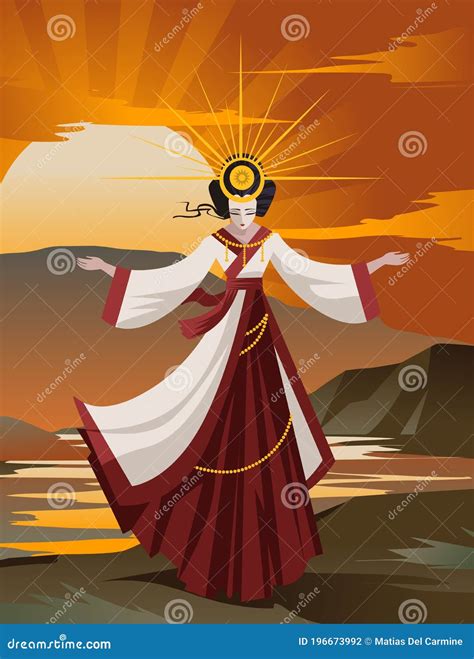 Amaterasu Shinto Sun Mythology Goddess Stock Vector Illustration Of