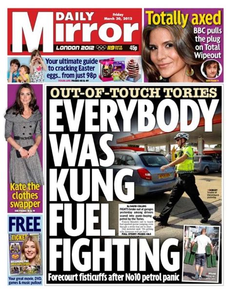 Daily Mirror Front Page Re The Great Fuel Panic Of March Tabloid