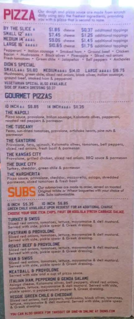 Dion's Menu, Menu for Dion's, Lubbock, Lubbock - Urbanspoon/Zomato