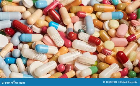 Lots Of Colorful Medicines Drugs And Pills And Tablets Stock Photo