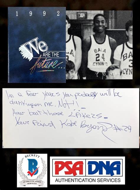 Kobe Bryant Signed and Inscribed Middle School Yearbook with