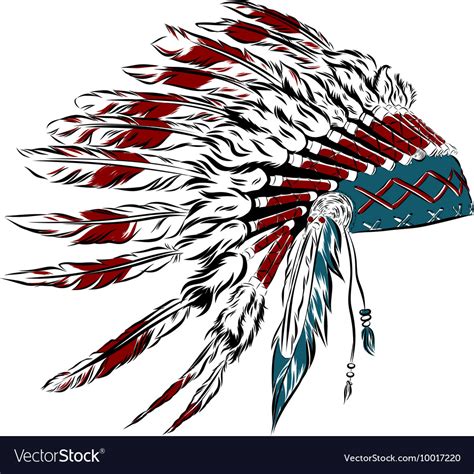 Native American Indian Headdress With Feathers Vector Image