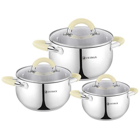 Набор кастрюль из нержавеющей стали для всех видов плит с толстым дном ...