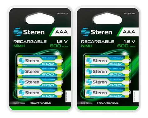 2 Paquetes De 4 Pilas Recargables Aaa De 600mah 1 2v Steren Envío gratis