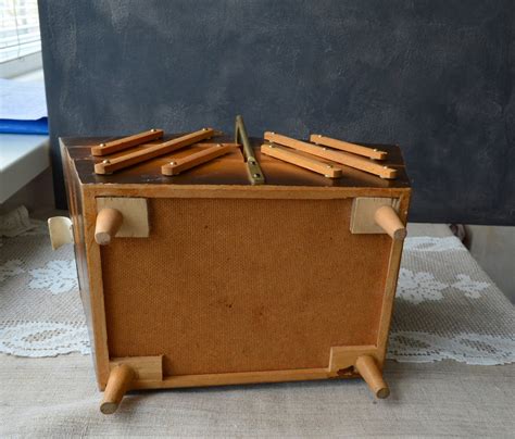 Large Wooden Sewing Box Craft Organizer Accordion Box With Etsy