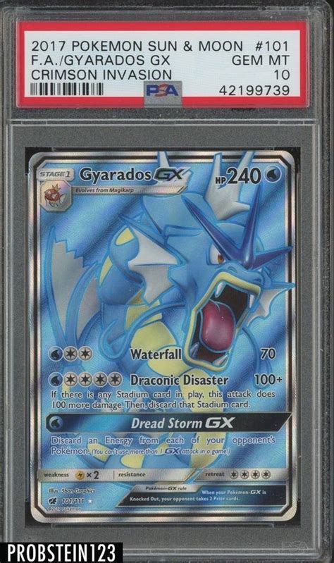 2017 Pokemon Sun And Moon Crimson Invasion 101 Full Art Gyarados Gx Psa