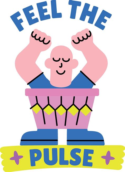 A flat style sticker of enjoying character with feel the pulse