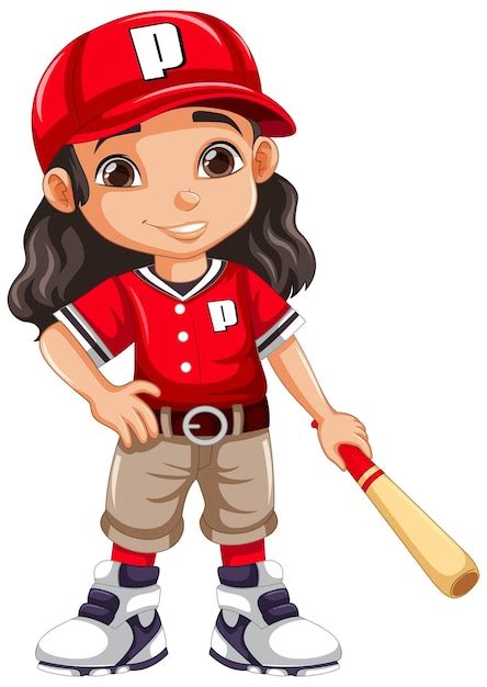 Personaje De Dibujos Animados De Jugador De B Isbol Vector Premium