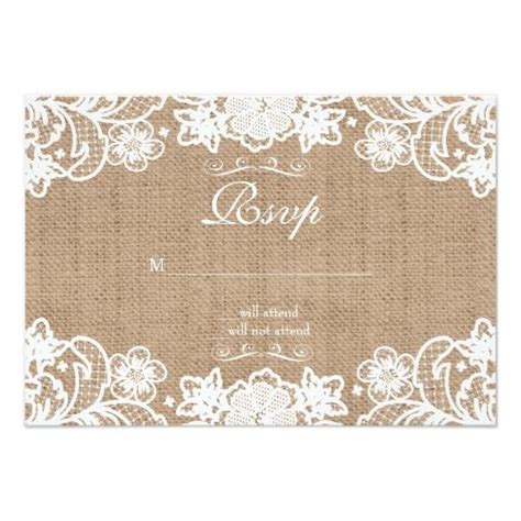 Rustic Country Burlap Lace Wedding Rsvp Zazzle Burlap Lace Wedding Burlap Lace Rsvp