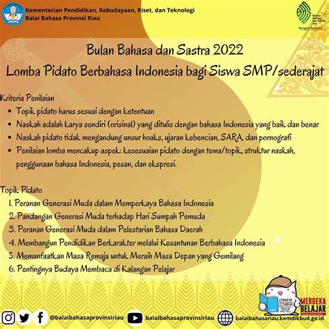 Lomba Pidato Berbahasa Indonesia Bagi Siswa Smp Sederajat Tahun