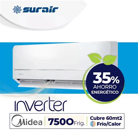 Aire acondicionado Split Midea Inverter Smart 7500 Frío Calor Surair