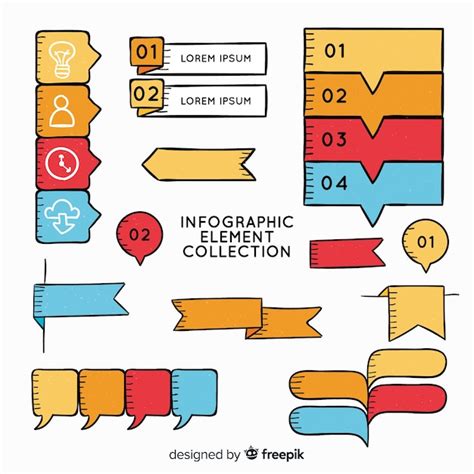 Hand Getrokken Infographic Elementeninzameling Gratis Vector