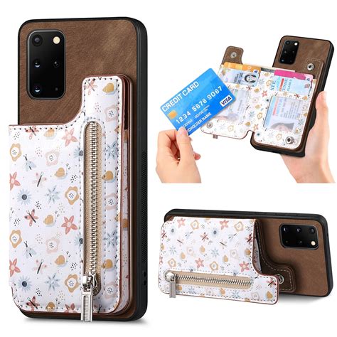 Feishell Zipper Wallet Case For Samsung Galaxy S20 Plus With Card