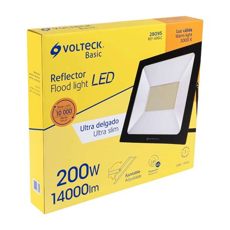 Reflector ultra delgado LED 200 W luz cálida Volteck Basic