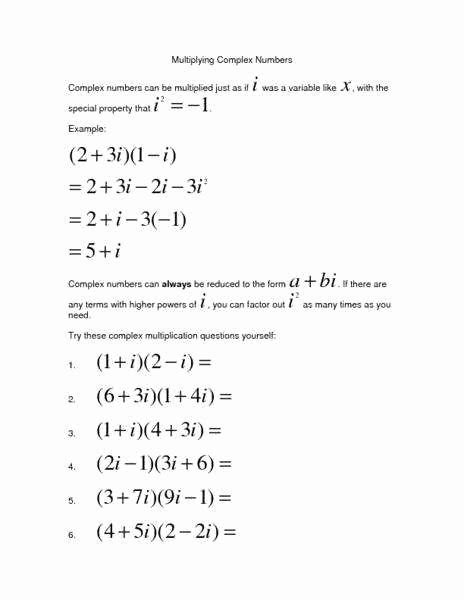 50 Complex Numbers Worksheet Answers