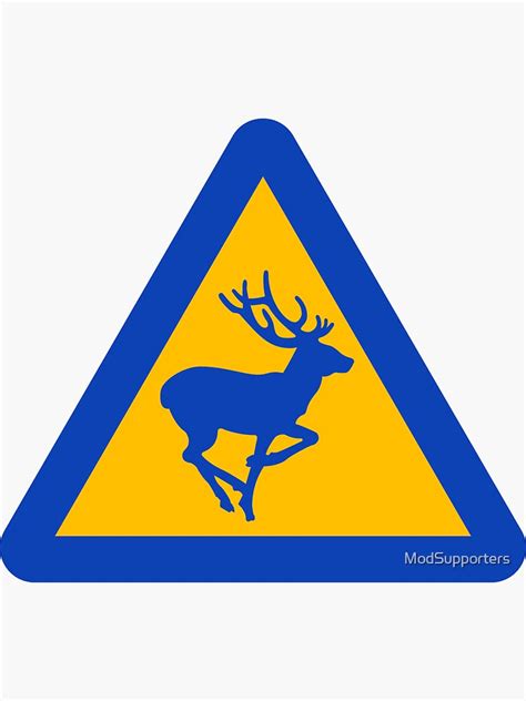 Blue Yellow Stags Retro Warning Sign Sticker For Sale By Modsupporters Redbubble