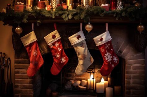 Premium Ai Image Christmas Stocking Hanging Over A Fireplace