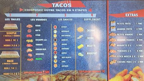 Menu au O St Lô kebab tacos restaurant Saint Laurent du Pont