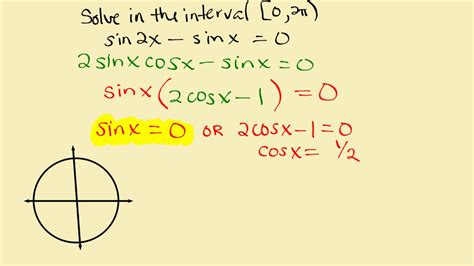 Solve The Trig Equation Sin 2x Sin X 0 In 02pi Youtube