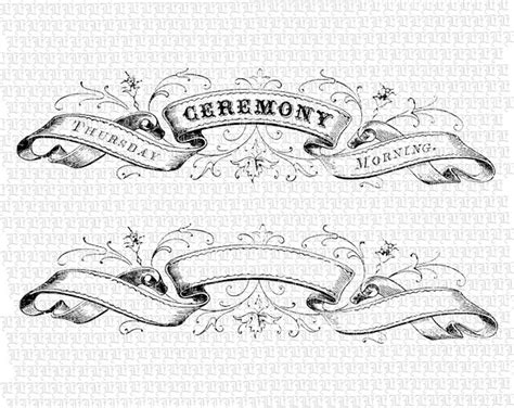 Digital Ribbon Heading Ceremony Vintage High Quality Victorian Clip Art